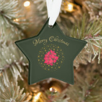 Red Poinsettia Plant on glitter starry green sky