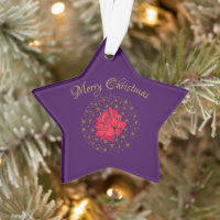 Red Poinsettia Plant on glitter starry purple sky