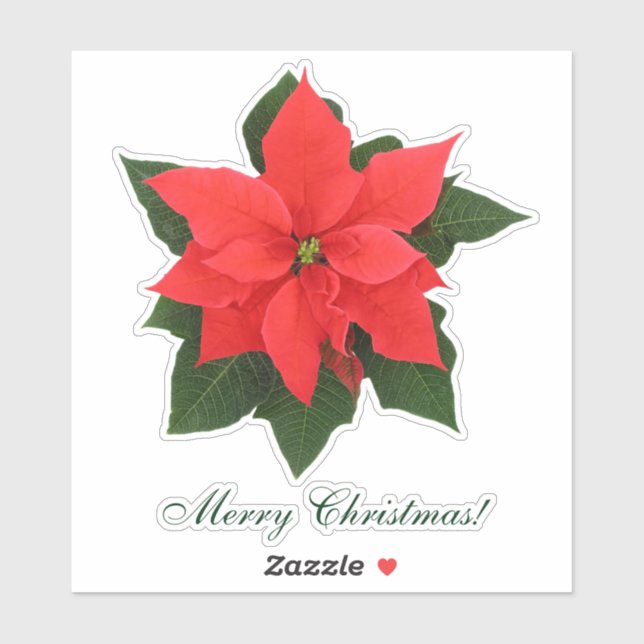 Red Poinsettia Sticker (Sheet)