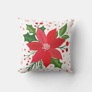 Red Poinsettia Throw Pillow
