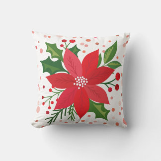 Red Poinsettia Throw Pillow
