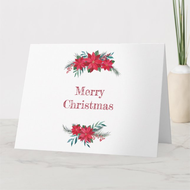 Red Poinsettia Wreath Card (Front)