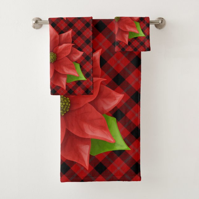 Red Poinsettias BathTowel Set (Insitu)