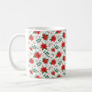 Red Poinsettias Botanical Print Coffee Mug