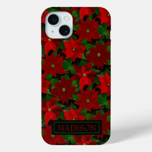 Red Poinsettias Christmas iPhone 15 Mini Case