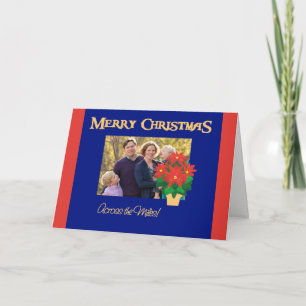 Red Poinsettias Christmas Photo Across the Miles Holiday Card