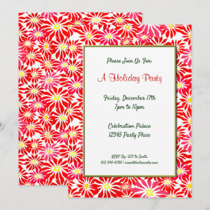 Red Poinsettias Editable Holiday 5x7 Invitations