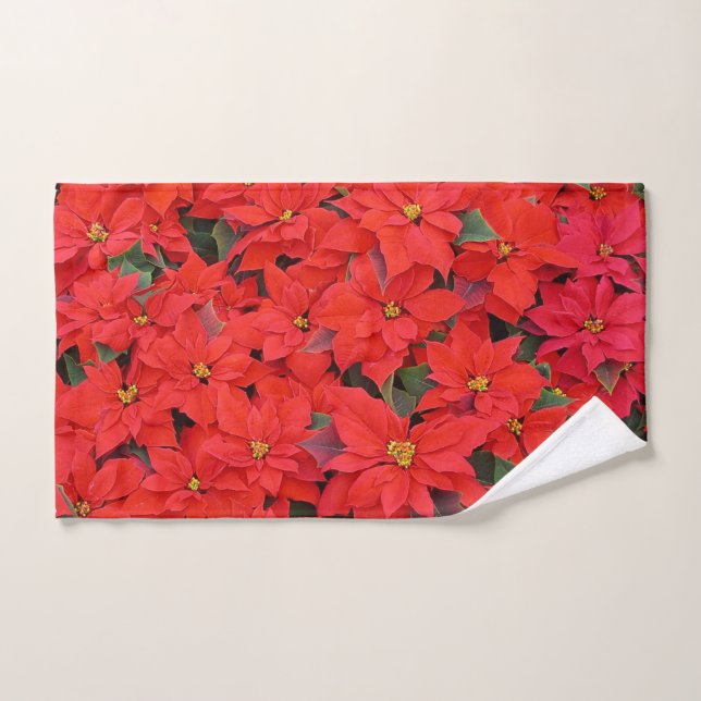 Red Poinsettias I Christmas Holiday Floral Photo (Serviette à main)