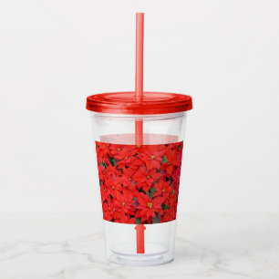 Red Poinsettias I Christmas Holiday Floral Photo Acrylic Tumbler