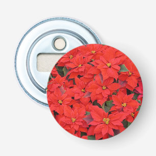 Red Poinsettias I Christmas Holiday Floral Photo Bottle Opener