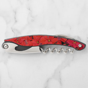 Red Poinsettias I Christmas Holiday Floral Photo Corkscrew