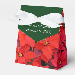 Red Poinsettias I Christmas Holiday Floral Photo Favor Box