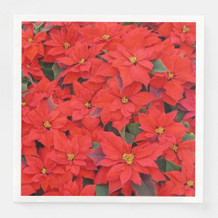 Red Poinsettias I Christmas Holiday Floral Photo Napkin