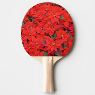 Red Poinsettias I Christmas Holiday Floral Photo Ping Pong Paddle