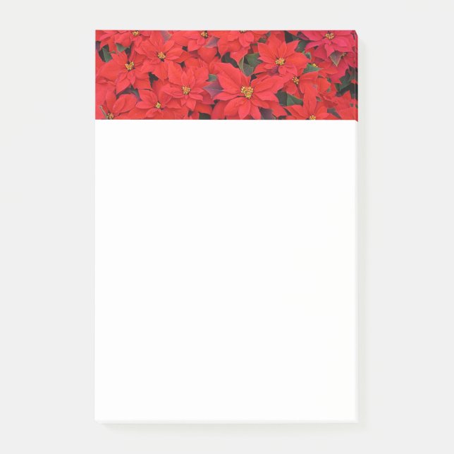 Red Poinsettias I Christmas Holiday Floral Photo Post-it Notes (Front)
