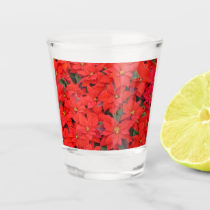 Red Poinsettias I Christmas Holiday Floral Photo Shot Glass