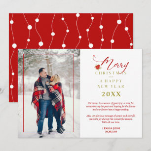 Red Poinsettias Modern Chic Merry Christmas Photo Holiday Card