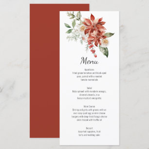 Red Poinsettias Pine and Evergreen Wedding Menu