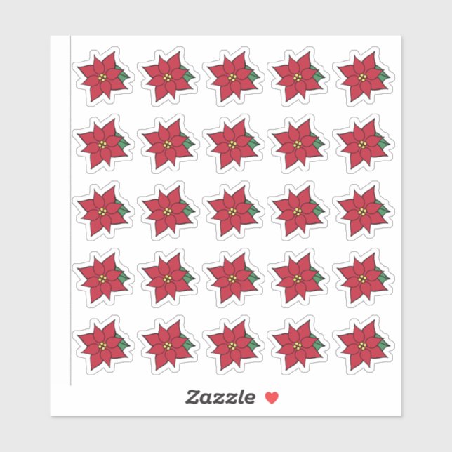 Red Poinsettias Stickers  (Feuille)