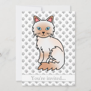 Red Point Birman/Ragdoll Cat Birthday Party Invitation