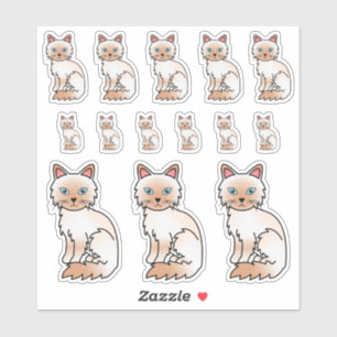Red Point Birman / Ragdoll Cute Cartoon Cats