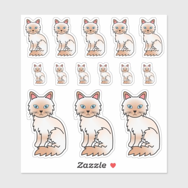 Red Point Birman / Ragdoll Cute Cartoon Cats (Sheet)