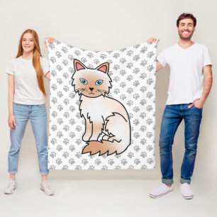 Red Point Birman / Ragdoll Cute Cat & Paws Fleece Blanket
