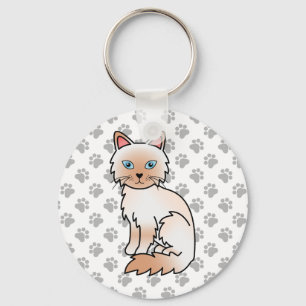 Red Point Birman / Ragdoll Cute Cat & Paws Keychain