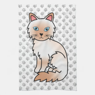 Red Point Birman / Ragdoll Cute Cat & Paws Kitchen Towel