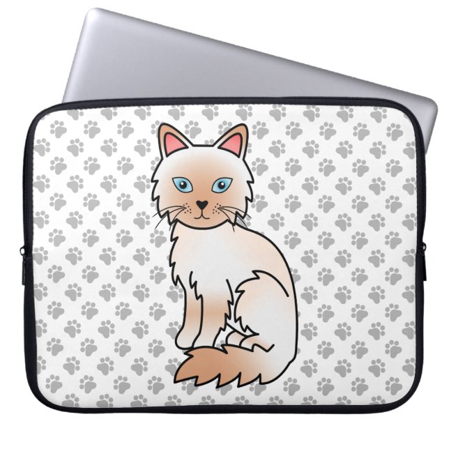 Red Point Birman / Ragdoll Cute Cat & Paws Laptop Sleeve (Front)