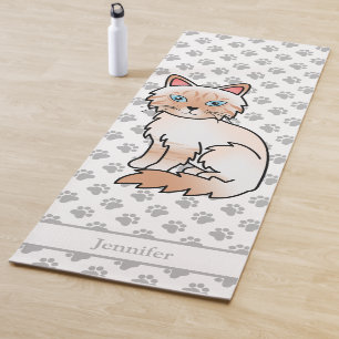 Red Point Birman / Ragdoll Tabby With Paws & Name Yoga Mat