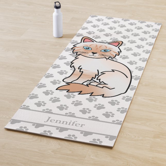 Red Point Birman / Ragdoll Tabby With Paws & Name Yoga Mat (In Situ)