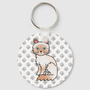 Red Point Tabby Birman / Ragdoll Cat Illustration Keychain