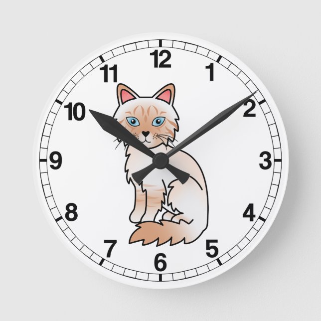 Red Point Tabby Birman / Ragdoll Cat Round Clock (Front)