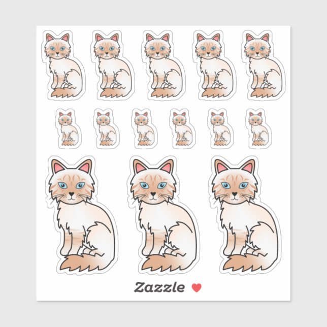 Red Point Tabby Birman/Ragdoll Cute Cartoon Cats (Sheet)