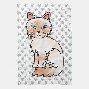 Red Point Tabby Birman / Ragdoll Cute Cat & Paws Kitchen Towel