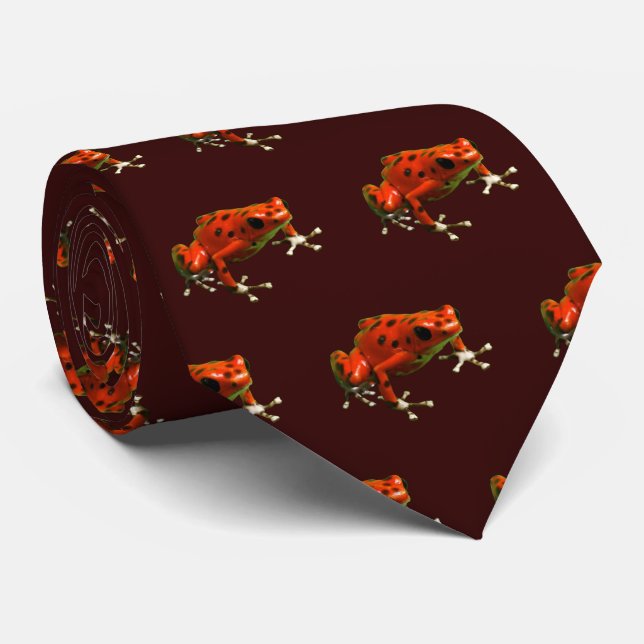 Red Poison Dart Frog Neck Tie (Rolled)