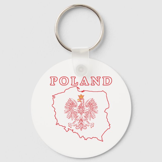 Red Poland Map With Eagle Keychain (Front)