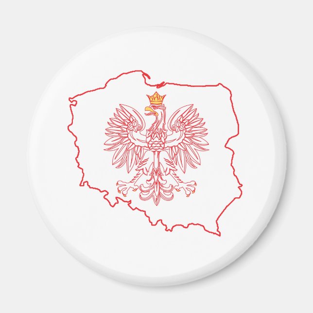 Red Polish Map With Eagle Magnet (Front)