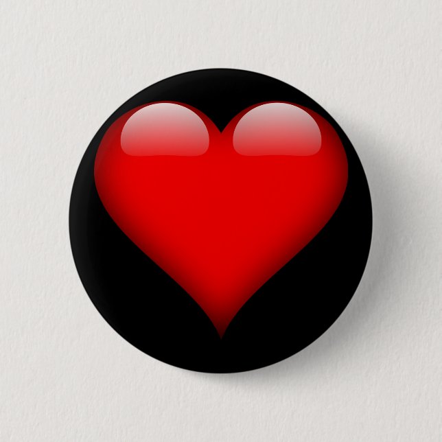 Red polished heart 2 inch round button (Front)