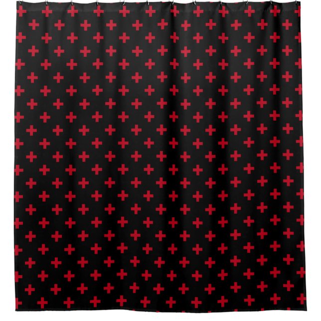 Red polka crosses on black (Front)