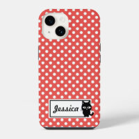 Red Polka Dot and Black Cat Personalised
