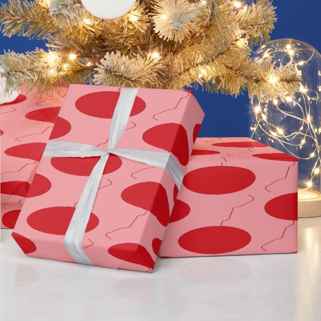 : Red Polka Dot ballon Wrapping Paper (Holidays)