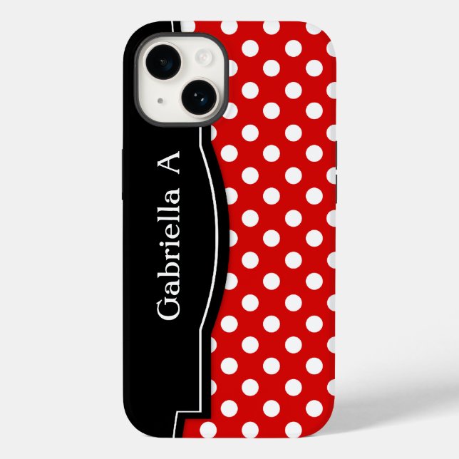 Red Polka Dot Black Frame Case-Mate iPhone Case (Back)