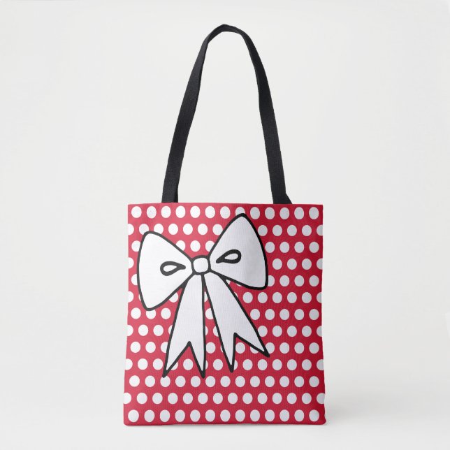 Red Polka Dot Bow Tote Bag Purse (Front)