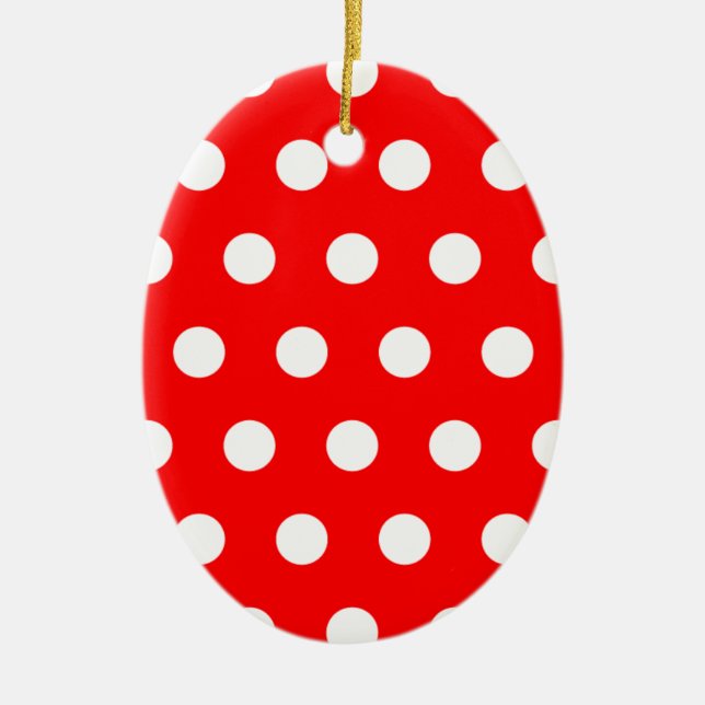 Red Polka Dot Ceramic Ornament (Front)