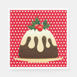 Red Polka Dot, Christmas Pudding Napkins