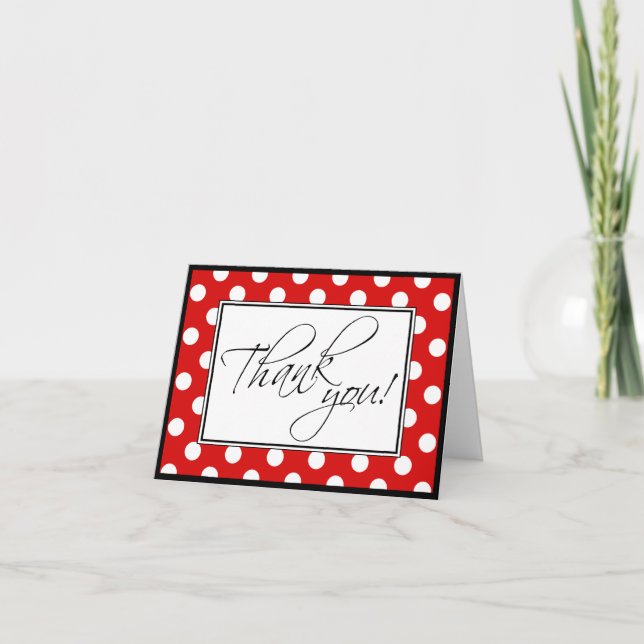 Red Polka Dot Custom Thank You Card (Front)