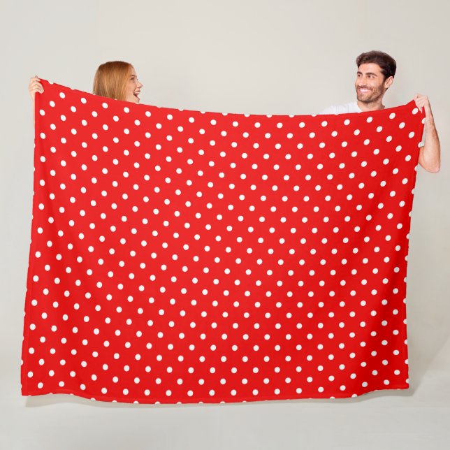 Red polka dot fleece blanket (In Situ)