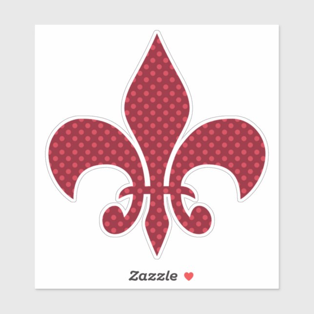 Red Polka Dot Fleur De Lis Sticker (Sheet)